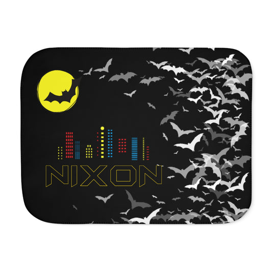 Cozy Sherpa Blanket with Bat Theme for Halloween Decor