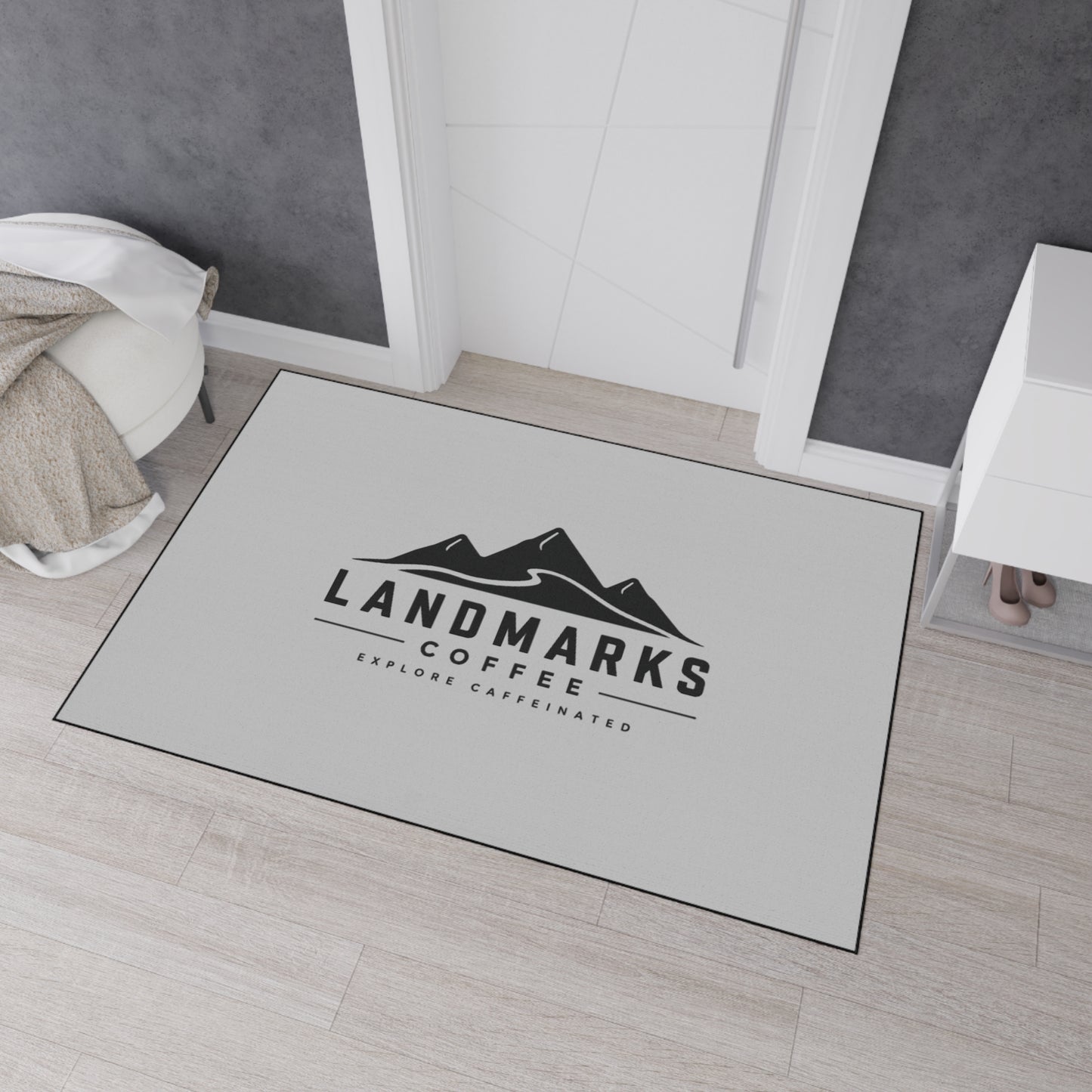 Coffee Shop Floor Mat — 'Landmarks Coffee' Heavy-Duty Entrance Rug